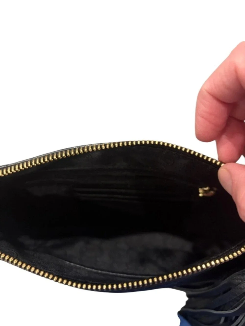 Michael Kors Black Pebbled Leather Shoulder Bag with Gold Chain and Tassel